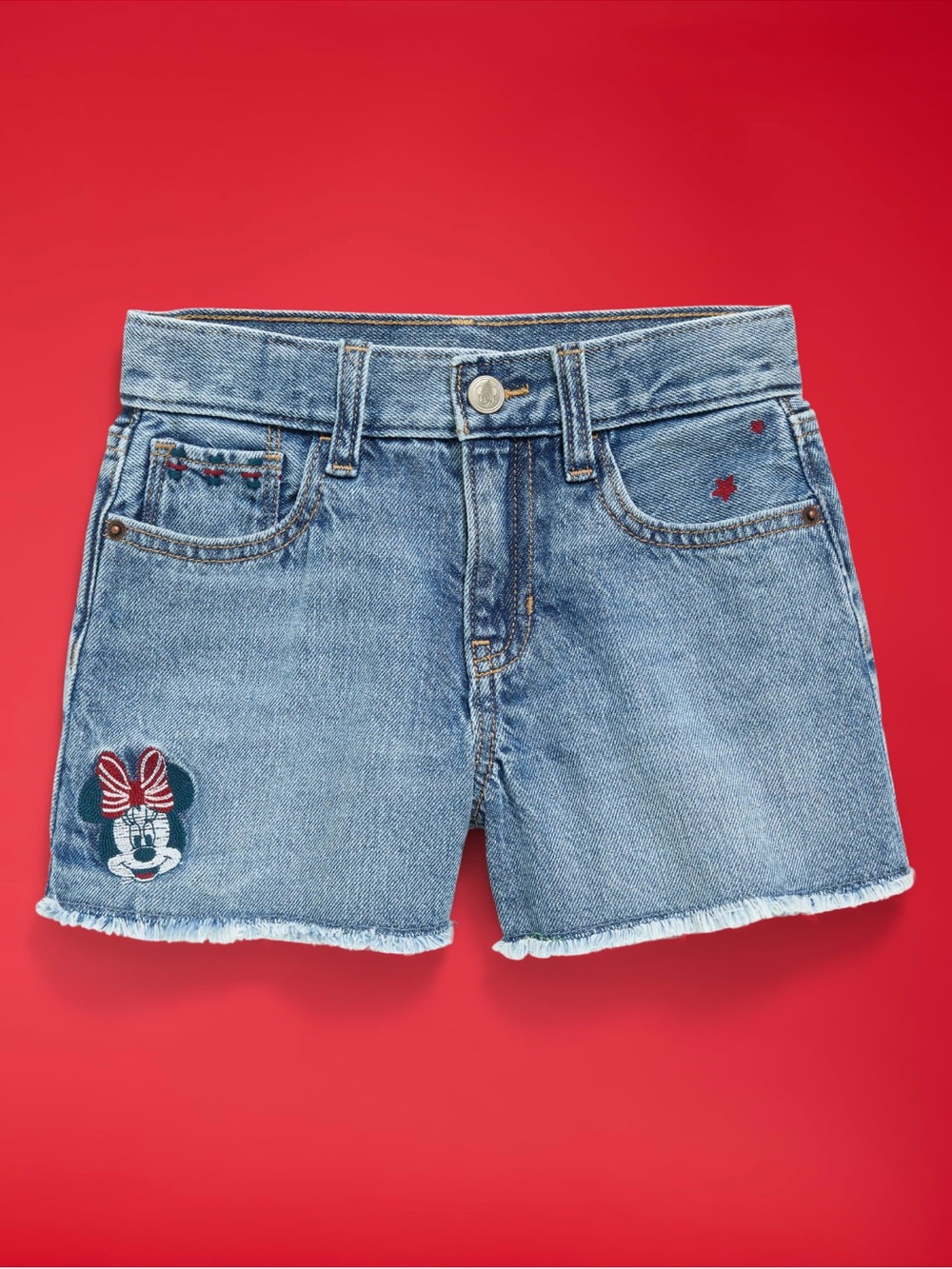 Old Navy Denim Shorts with Minnie Patch - Blue with Red Accents 14 girls